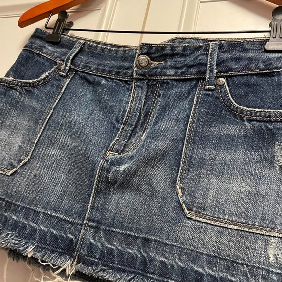 VINTAGE 2000s ABERCROMBIE & FITCH DENIM CARGO MINI SKIRT - Picture 6 of 10